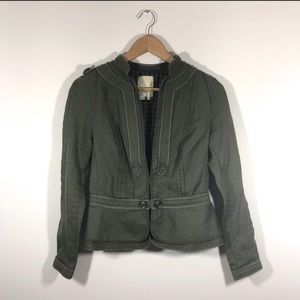 Anthropologie: Elevenses olive green peplum jacket